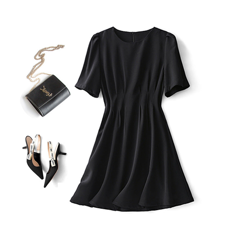 2025 Huge slim pleated waist dress summer small man  summer new women's clothing medium and long skirt