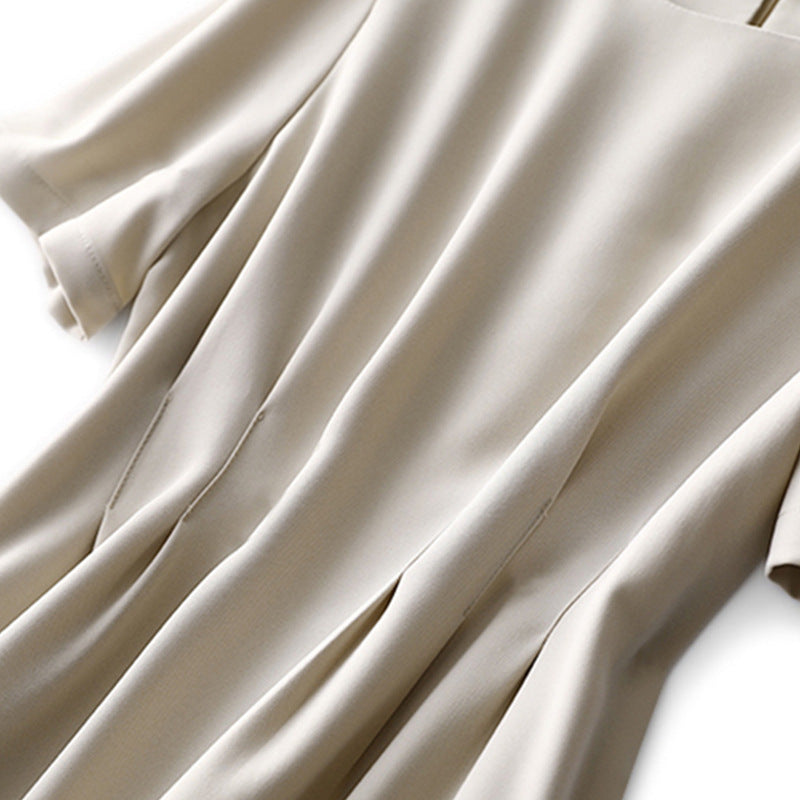 2025 Huge slim pleated waist dress summer small man  summer new women's clothing medium and long skirt