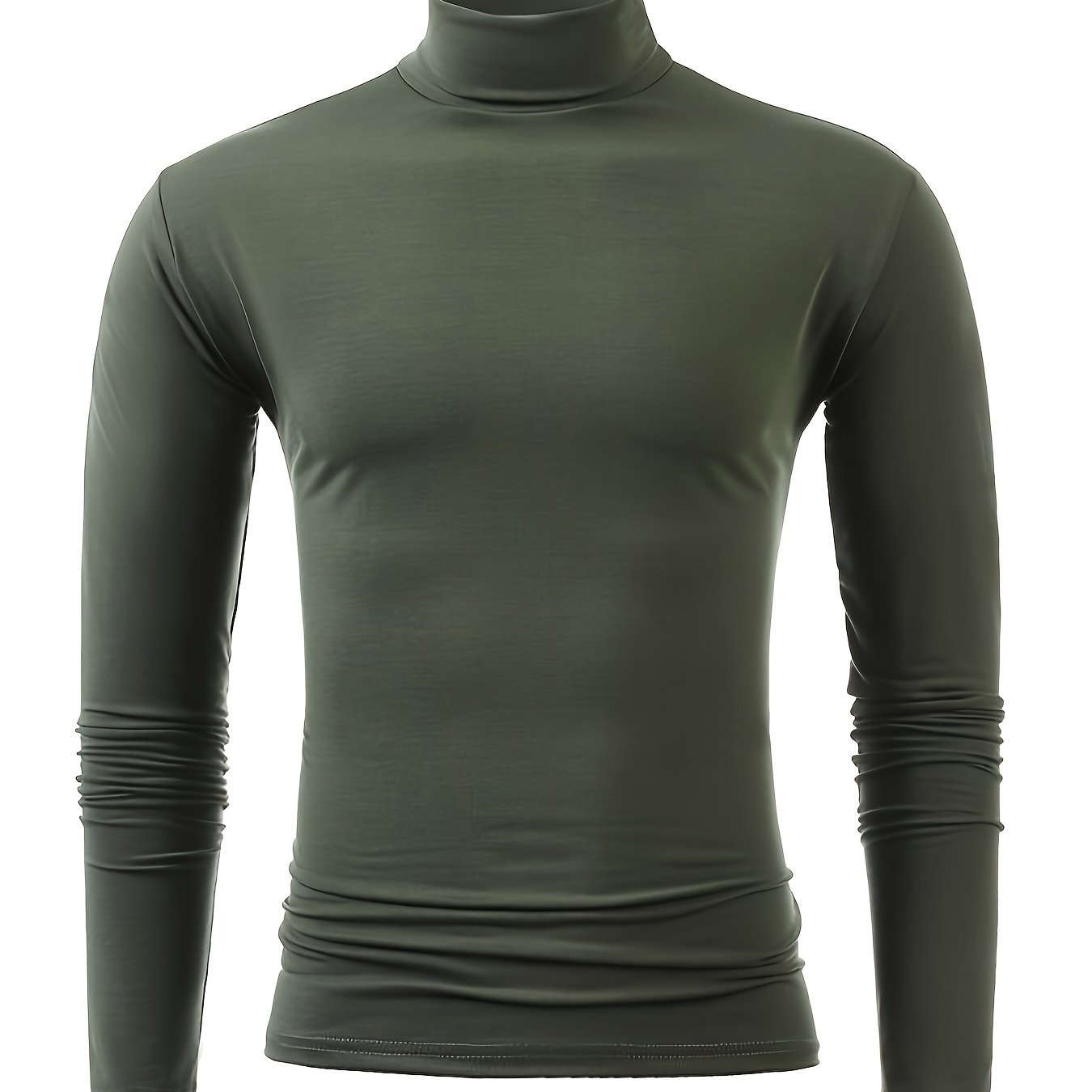 vlovelaw  Men's Stylish Solid Tee, Casual Breathable Long Sleeve Turtle Neck Top For City Walk Street Hanging Outdoor Activities