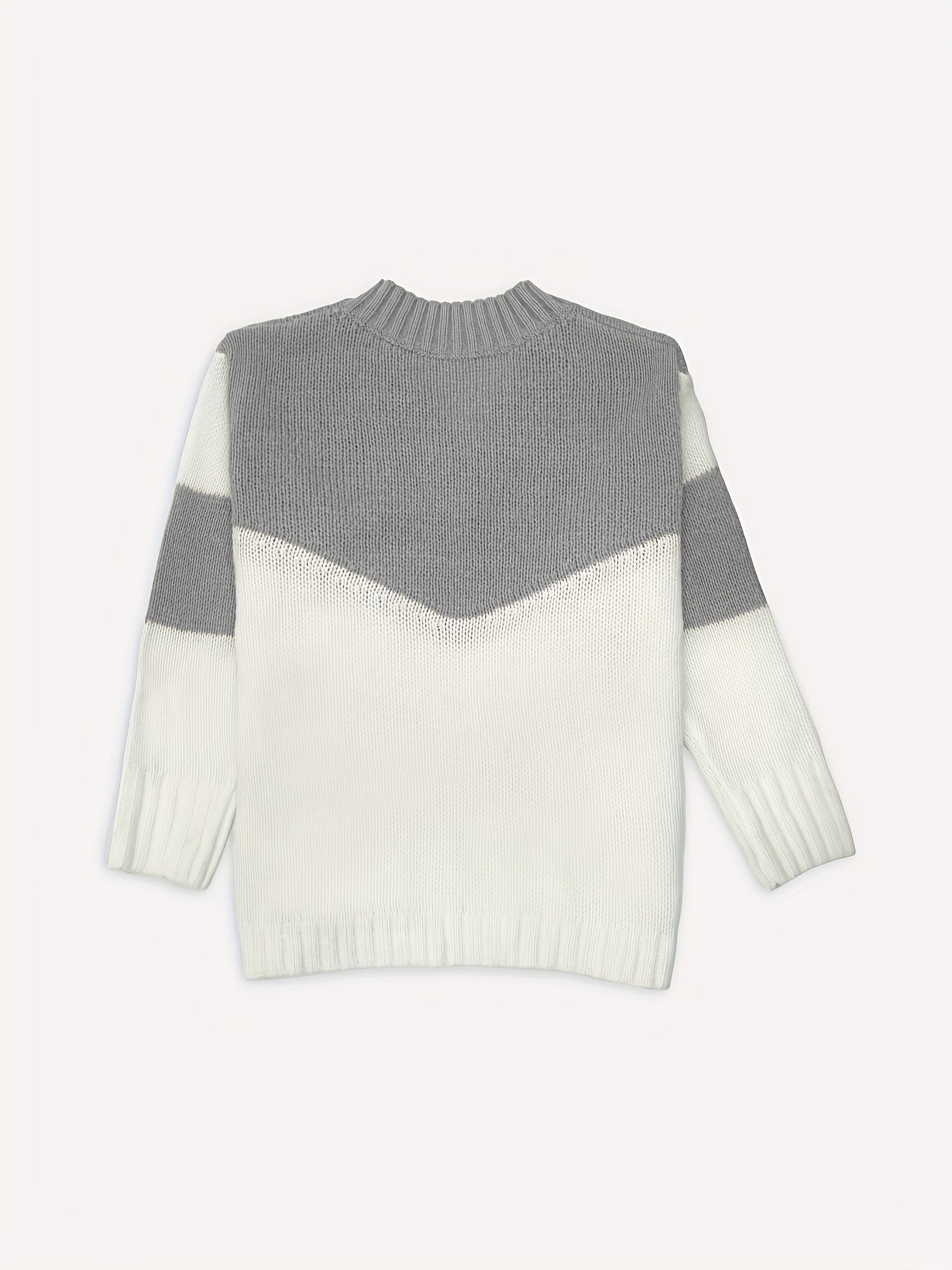 vlovelaw  Color Block Simple Knit Sweater, Casual V Neck Long Sleeve Sweater, Women's Clothing
