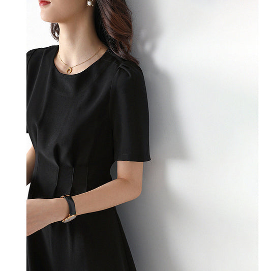 2025 Huge slim pleated waist dress summer small man  summer new women's clothing medium and long skirt