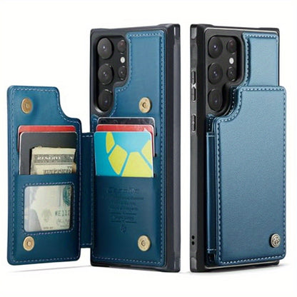 Universal Fit Wallet Case for Samsung Galaxy S24, S23, S22, S21 Ultra, S23 FE, A14, A54 - Premium Faux Leather RFID Blocking Case with Card Holder, Kickstand, Magnetic Clasp, and Shockproof Protection for Women and Men