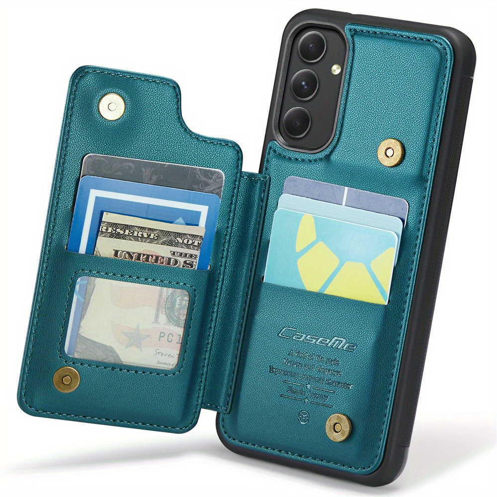 Universal Fit Wallet Case for Samsung Galaxy S24, S23, S22, S21 Ultra, S23 FE, A14, A54 - Premium Faux Leather RFID Blocking Case with Card Holder, Kickstand, Magnetic Clasp, and Shockproof Protection for Women and Men