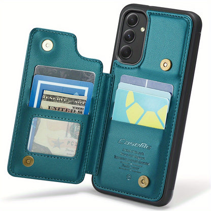 Universal Fit Wallet Case for Samsung Galaxy S24, S23, S22, S21 Ultra, S23 FE, A14, A54 - Premium Faux Leather RFID Blocking Case with Card Holder, Kickstand, Magnetic Clasp, and Shockproof Protection for Women and Men
