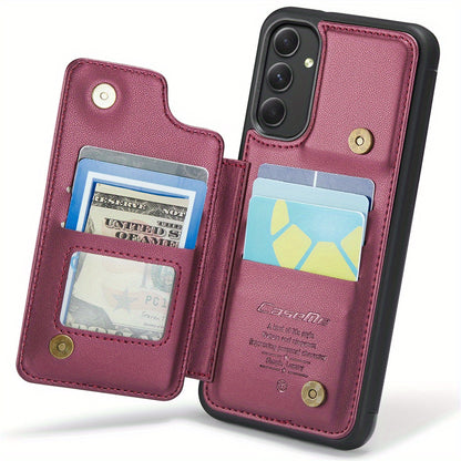 Universal Fit Wallet Case for Samsung Galaxy S24, S23, S22, S21 Ultra, S23 FE, A14, A54 - Premium Faux Leather RFID Blocking Case with Card Holder, Kickstand, Magnetic Clasp, and Shockproof Protection for Women and Men