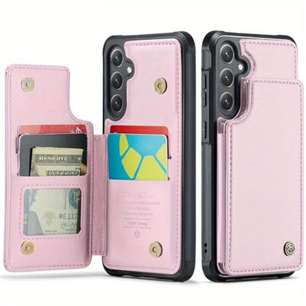 Universal Fit Wallet Case for Samsung Galaxy S24, S23, S22, S21 Ultra, S23 FE, A14, A54 - Premium Faux Leather RFID Blocking Case with Card Holder, Kickstand, Magnetic Clasp, and Shockproof Protection for Women and Men