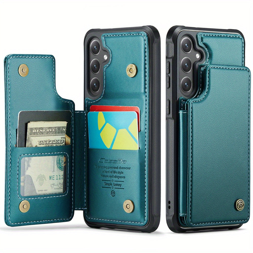 Universal Fit Wallet Case for Samsung Galaxy S24, S23, S22, S21 Ultra, S23 FE, A14, A54 - Premium Faux Leather RFID Blocking Case with Card Holder, Kickstand, Magnetic Clasp, and Shockproof Protection for Women and Men
