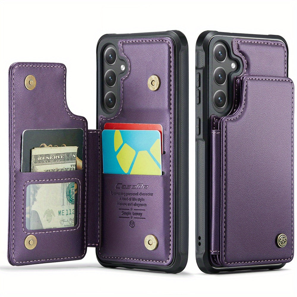 Universal Fit Wallet Case for Samsung Galaxy S24, S23, S22, S21 Ultra, S23 FE, A14, A54 - Premium Faux Leather RFID Blocking Case with Card Holder, Kickstand, Magnetic Clasp, and Shockproof Protection for Women and Men