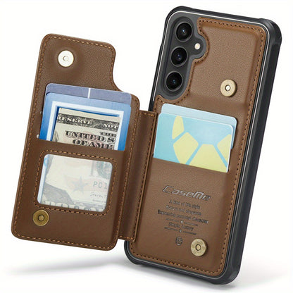 Universal Fit Wallet Case for Samsung Galaxy S24, S23, S22, S21 Ultra, S23 FE, A14, A54 - Premium Faux Leather RFID Blocking Case with Card Holder, Kickstand, Magnetic Clasp, and Shockproof Protection for Women and Men