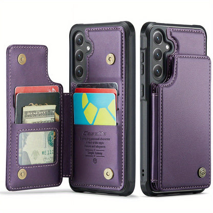 Universal Fit Wallet Case for Samsung Galaxy S24, S23, S22, S21 Ultra, S23 FE, A14, A54 - Premium Faux Leather RFID Blocking Case with Card Holder, Kickstand, Magnetic Clasp, and Shockproof Protection for Women and Men