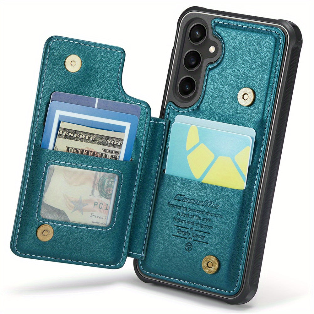 Universal Fit Wallet Case for Samsung Galaxy S24, S23, S22, S21 Ultra, S23 FE, A14, A54 - Premium Faux Leather RFID Blocking Case with Card Holder, Kickstand, Magnetic Clasp, and Shockproof Protection for Women and Men