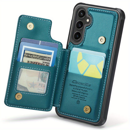 Universal Fit Wallet Case for Samsung Galaxy S24, S23, S22, S21 Ultra, S23 FE, A14, A54 - Premium Faux Leather RFID Blocking Case with Card Holder, Kickstand, Magnetic Clasp, and Shockproof Protection for Women and Men