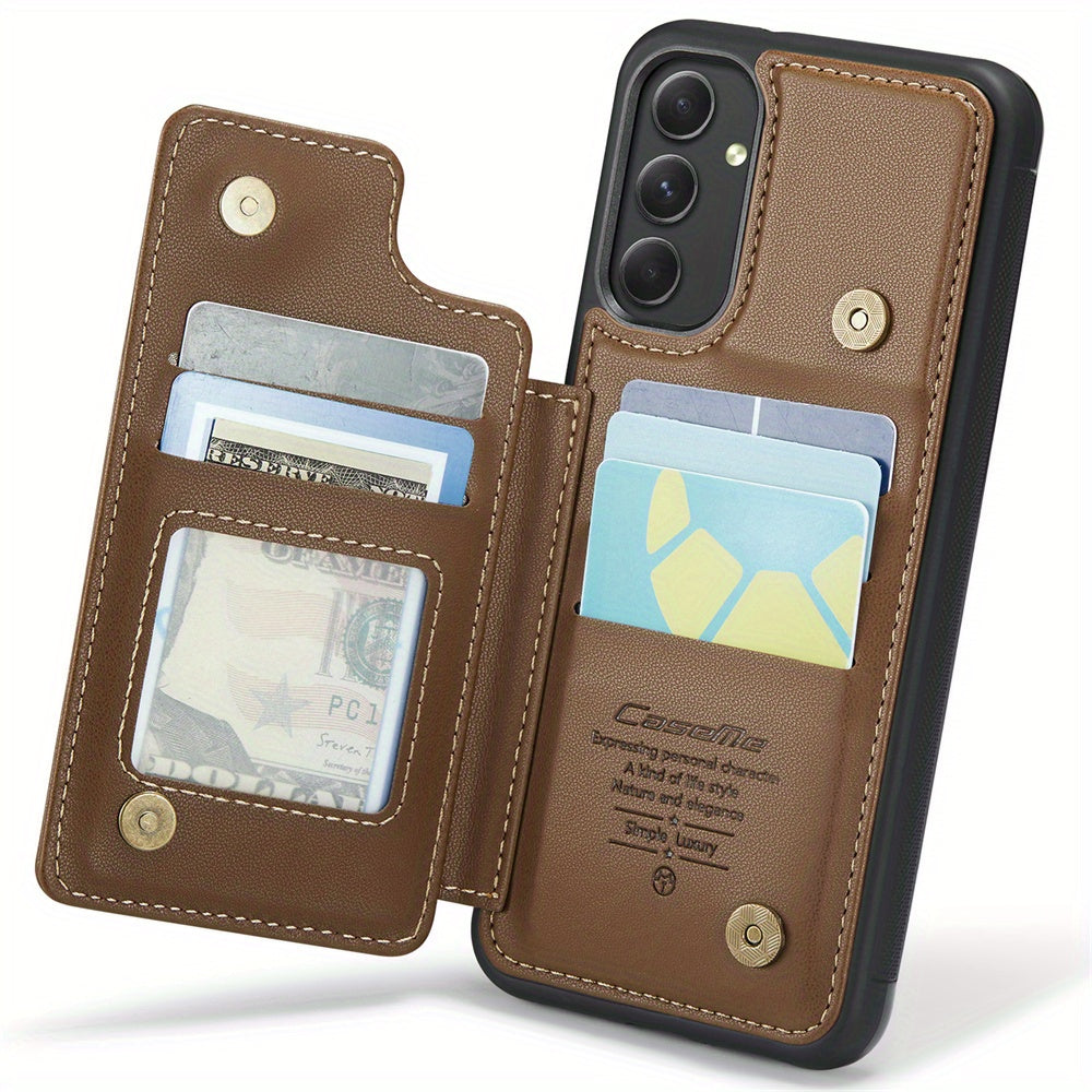 Universal Fit Wallet Case for Samsung Galaxy S24, S23, S22, S21 Ultra, S23 FE, A14, A54 - Premium Faux Leather RFID Blocking Case with Card Holder, Kickstand, Magnetic Clasp, and Shockproof Protection for Women and Men