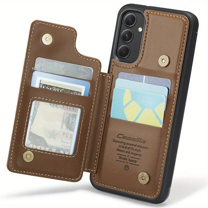 Universal Fit Wallet Case for Samsung Galaxy S24, S23, S22, S21 Ultra, S23 FE, A14, A54 - Premium Faux Leather RFID Blocking Case with Card Holder, Kickstand, Magnetic Clasp, and Shockproof Protection for Women and Men