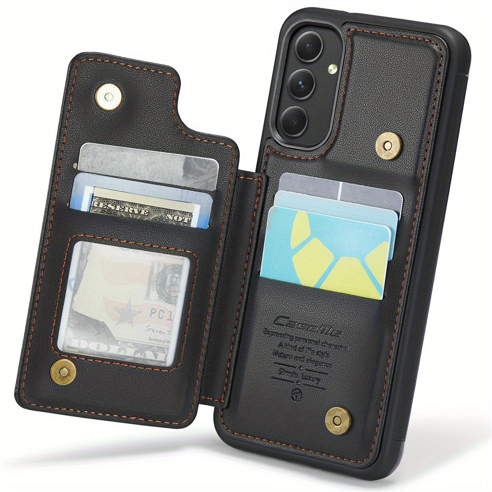 Universal Fit Wallet Case for Samsung Galaxy S24, S23, S22, S21 Ultra, S23 FE, A14, A54 - Premium Faux Leather RFID Blocking Case with Card Holder, Kickstand, Magnetic Clasp, and Shockproof Protection for Women and Men
