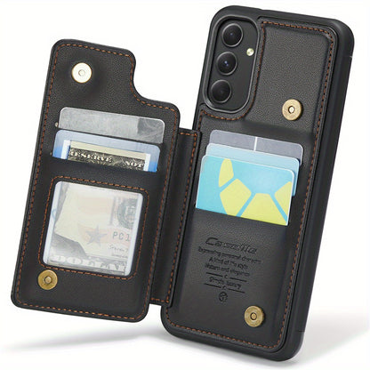 Universal Fit Wallet Case for Samsung Galaxy S24, S23, S22, S21 Ultra, S23 FE, A14, A54 - Premium Faux Leather RFID Blocking Case with Card Holder, Kickstand, Magnetic Clasp, and Shockproof Protection for Women and Men