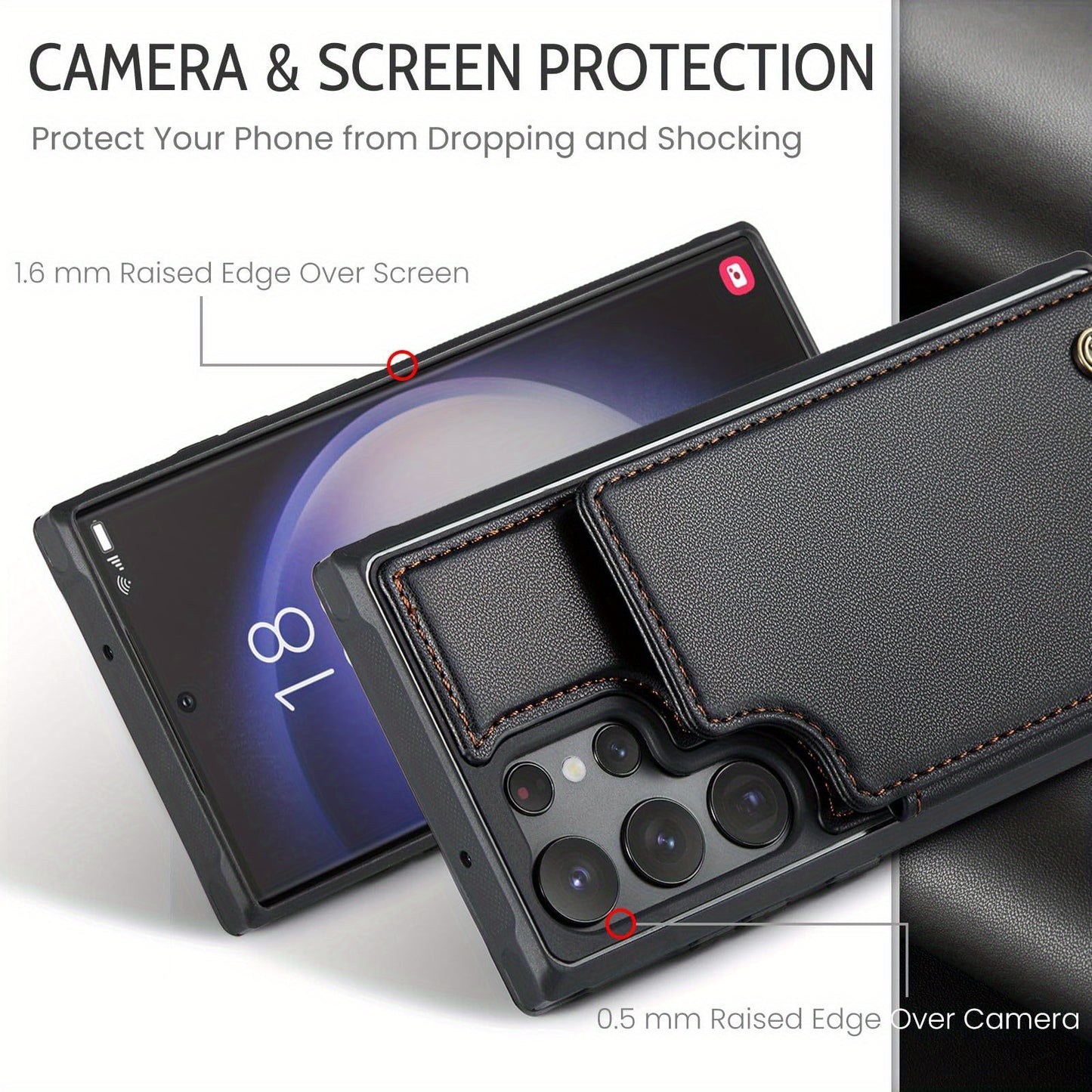 Universal Fit Wallet Case for Samsung Galaxy S24, S23, S22, S21 Ultra, S23 FE, A14, A54 - Premium Faux Leather RFID Blocking Case with Card Holder, Kickstand, Magnetic Clasp, and Shockproof Protection for Women and Men