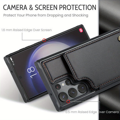 Universal Fit Wallet Case for Samsung Galaxy S24, S23, S22, S21 Ultra, S23 FE, A14, A54 - Premium Faux Leather RFID Blocking Case with Card Holder, Kickstand, Magnetic Clasp, and Shockproof Protection for Women and Men