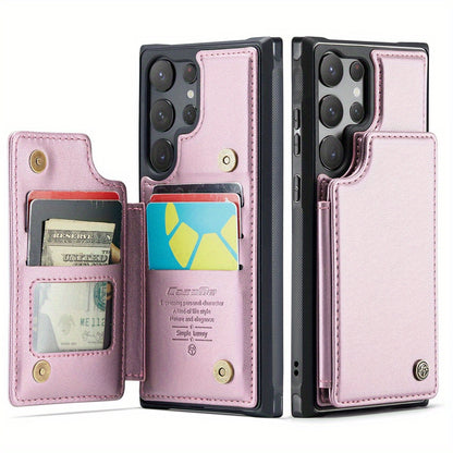 Universal Fit Wallet Case for Samsung Galaxy S24, S23, S22, S21 Ultra, S23 FE, A14, A54 - Premium Faux Leather RFID Blocking Case with Card Holder, Kickstand, Magnetic Clasp, and Shockproof Protection for Women and Men