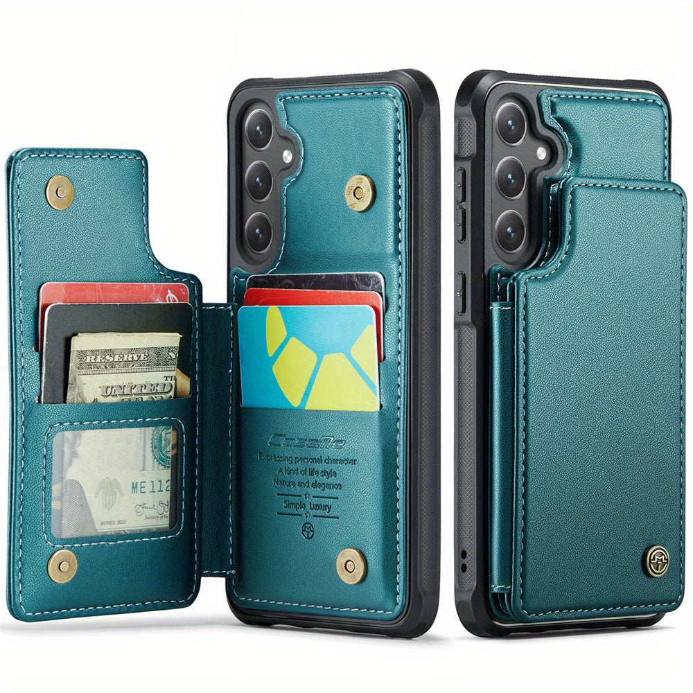 Universal Fit Wallet Case for Samsung Galaxy S24, S23, S22, S21 Ultra, S23 FE, A14, A54 - Premium Faux Leather RFID Blocking Case with Card Holder, Kickstand, Magnetic Clasp, and Shockproof Protection for Women and Men
