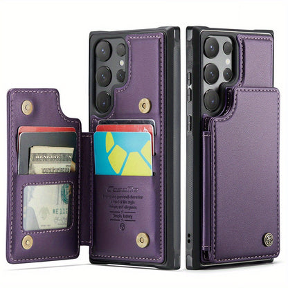 Universal Fit Wallet Case for Samsung Galaxy S24, S23, S22, S21 Ultra, S23 FE, A14, A54 - Premium Faux Leather RFID Blocking Case with Card Holder, Kickstand, Magnetic Clasp, and Shockproof Protection for Women and Men