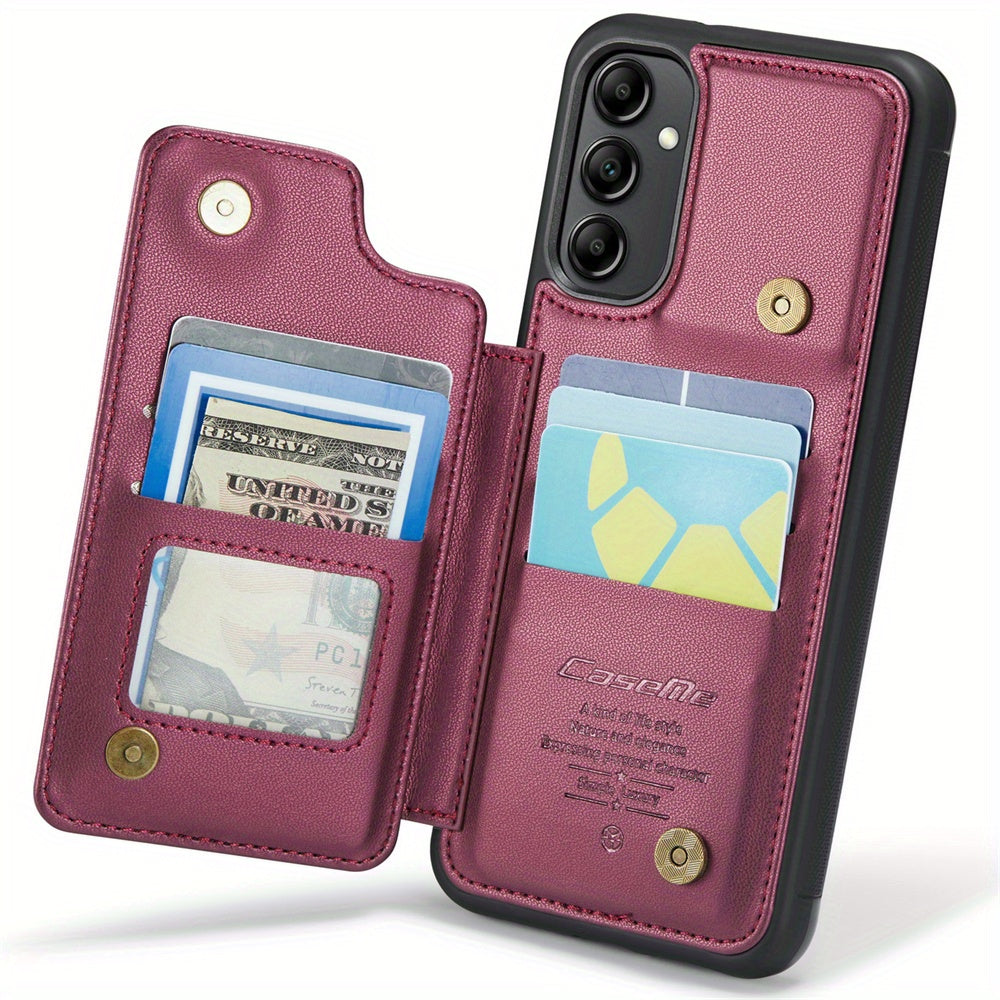 Universal Fit Wallet Case for Samsung Galaxy S24, S23, S22, S21 Ultra, S23 FE, A14, A54 - Premium Faux Leather RFID Blocking Case with Card Holder, Kickstand, Magnetic Clasp, and Shockproof Protection for Women and Men
