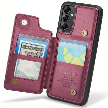 Universal Fit Wallet Case for Samsung Galaxy S24, S23, S22, S21 Ultra, S23 FE, A14, A54 - Premium Faux Leather RFID Blocking Case with Card Holder, Kickstand, Magnetic Clasp, and Shockproof Protection for Women and Men
