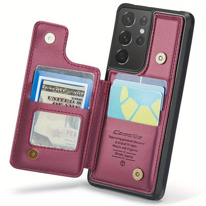 Universal Fit Wallet Case for Samsung Galaxy S24, S23, S22, S21 Ultra, S23 FE, A14, A54 - Premium Faux Leather RFID Blocking Case with Card Holder, Kickstand, Magnetic Clasp, and Shockproof Protection for Women and Men