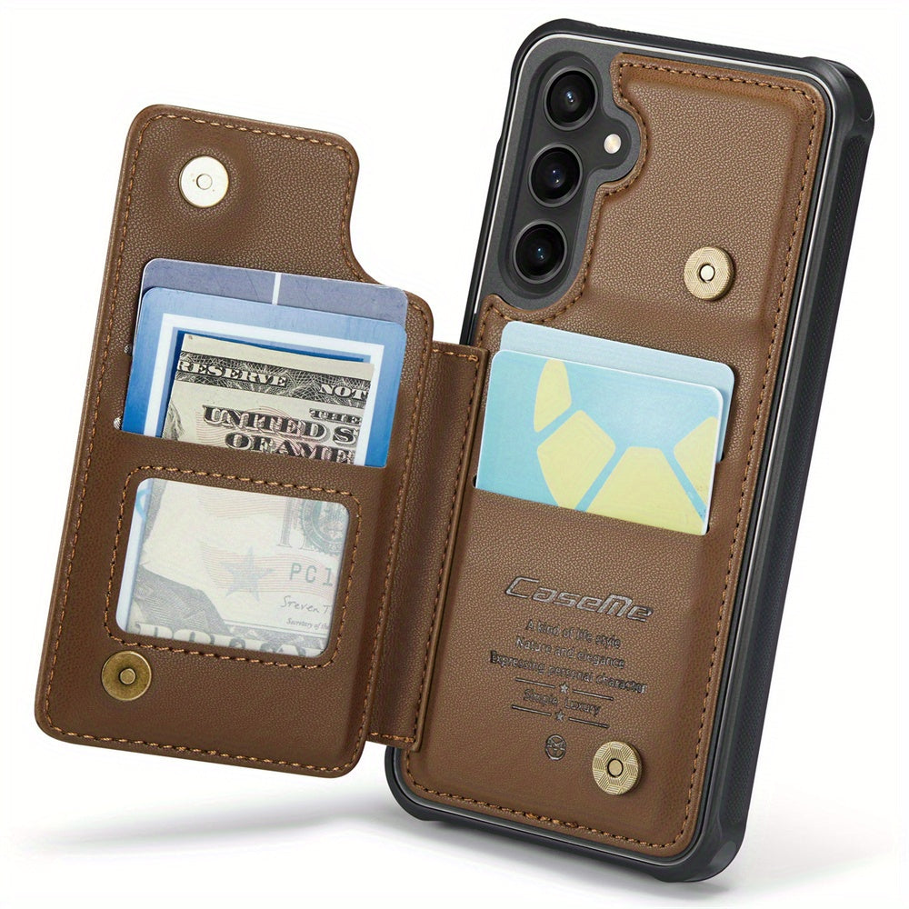Universal Fit Wallet Case for Samsung Galaxy S24, S23, S22, S21 Ultra, S23 FE, A14, A54 - Premium Faux Leather RFID Blocking Case with Card Holder, Kickstand, Magnetic Clasp, and Shockproof Protection for Women and Men