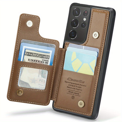 Universal Fit Wallet Case for Samsung Galaxy S24, S23, S22, S21 Ultra, S23 FE, A14, A54 - Premium Faux Leather RFID Blocking Case with Card Holder, Kickstand, Magnetic Clasp, and Shockproof Protection for Women and Men