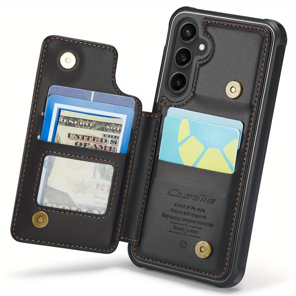 Universal Fit Wallet Case for Samsung Galaxy S24, S23, S22, S21 Ultra, S23 FE, A14, A54 - Premium Faux Leather RFID Blocking Case with Card Holder, Kickstand, Magnetic Clasp, and Shockproof Protection for Women and Men