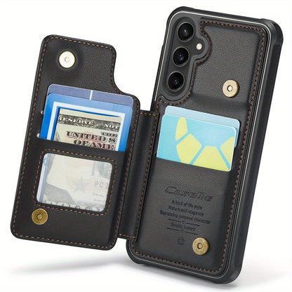 Universal Fit Wallet Case for Samsung Galaxy S24, S23, S22, S21 Ultra, S23 FE, A14, A54 - Premium Faux Leather RFID Blocking Case with Card Holder, Kickstand, Magnetic Clasp, and Shockproof Protection for Women and Men