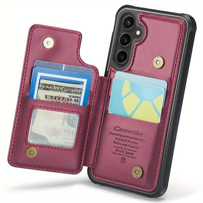 Universal Fit Wallet Case for Samsung Galaxy S24, S23, S22, S21 Ultra, S23 FE, A14, A54 - Premium Faux Leather RFID Blocking Case with Card Holder, Kickstand, Magnetic Clasp, and Shockproof Protection for Women and Men