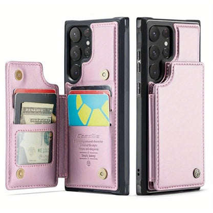 Universal Fit Wallet Case for Samsung Galaxy S24, S23, S22, S21 Ultra, S23 FE, A14, A54 - Premium Faux Leather RFID Blocking Case with Card Holder, Kickstand, Magnetic Clasp, and Shockproof Protection for Women and Men
