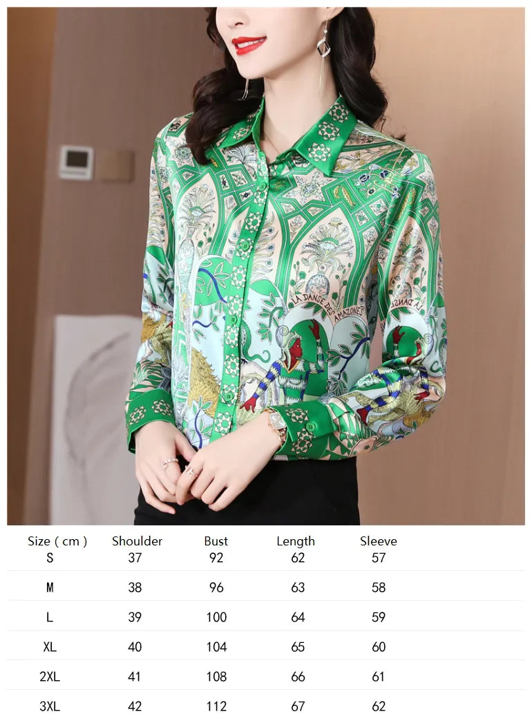 Ribbon Bow Women Silk Print Shirt Polka Dot Long Sleeve Button Up Blouses Office Ladies Casual Shirts Spring Autumn Designer Blouse Fine Elegant Tops Woman