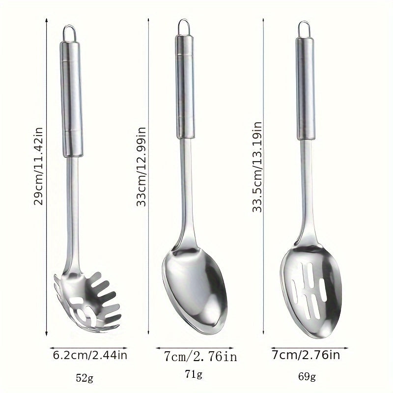 9-Piece Premium Stainless Steel Serving Utensil Set - Durable, Non-Stick, Dishwasher Safe, Ergonomic Handles, Kitchen Essentials for Home Chefs & Culinary Enthusiasts - Perfect for Cooking, Baking, Grilling, and Serving