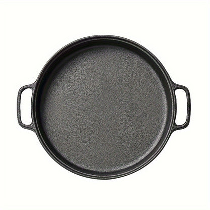1 Piece Pre-Seasoned 8.6-Inch Non-Stick Cast Iron Skillet with Dual Handles - Multi-Use Cookware for Oven, Stove, Grill, Campfire - Durable Kitchen Accessory with Care Instructions