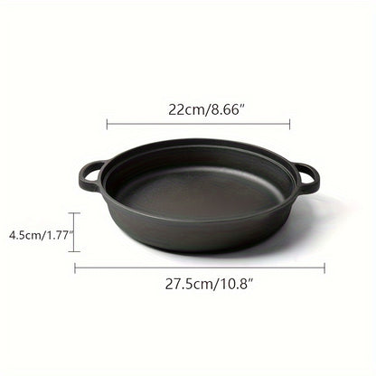 1 Piece Pre-Seasoned 8.6-Inch Non-Stick Cast Iron Skillet with Dual Handles - Multi-Use Cookware for Oven, Stove, Grill, Campfire - Durable Kitchen Accessory with Care Instructions