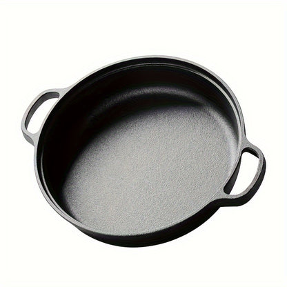 1 Piece Pre-Seasoned 8.6-Inch Non-Stick Cast Iron Skillet with Dual Handles - Multi-Use Cookware for Oven, Stove, Grill, Campfire - Durable Kitchen Accessory with Care Instructions