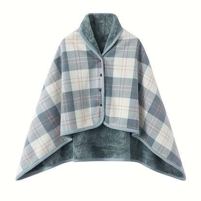 1pc Multifunctional Shawl Blanket With Double Layer Thick Plaid Pattern Polar Fleece Throw Blanket Autumn And Winter Office Wearable Blanket
