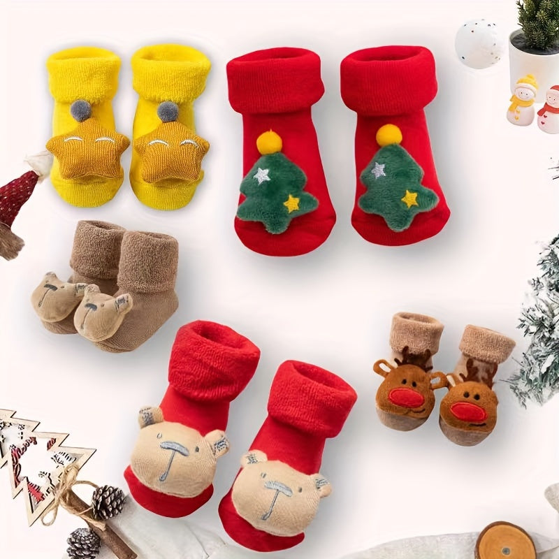 1 Pair Of Baby Autumn And Winter Floor Socks, Newborn Plush Socks, Christmas Socks, Baby Anti-slip Floor Socks, Male And Female Baby Warm Floor Socks, New Cartoon Socks