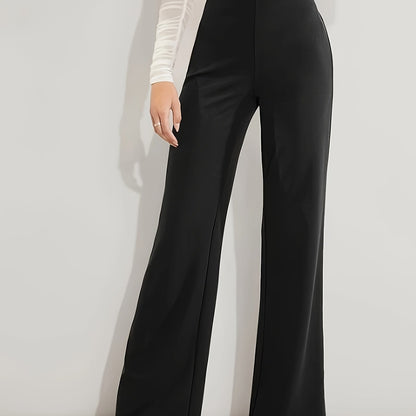 vlovelaw  High Waist Straight Leg Pants, Versatile Solid Pants For Spring & Fall, Women's Clothing