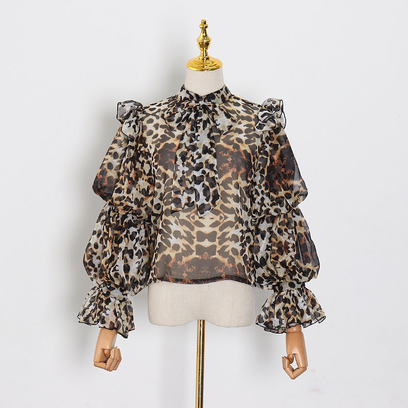2025 [VGH]  women's Popular trade new ins  sexy see-through top bubble long-sleeved chiffon shirt women's tide