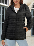 Lightweight Hooded Jacket, Casual Zip Up Long Sleeve Outerwear For Fall & Winter, Women's Clothing
