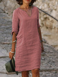 Notched Neck Vacation Dress, Casual Dress For Summer & Spring, Women's Clothing