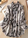 vlovelaw  Allover Print Button Front Shirt, Casual Long Sleeve Shirt For Spring & Fall, Women's Clothing