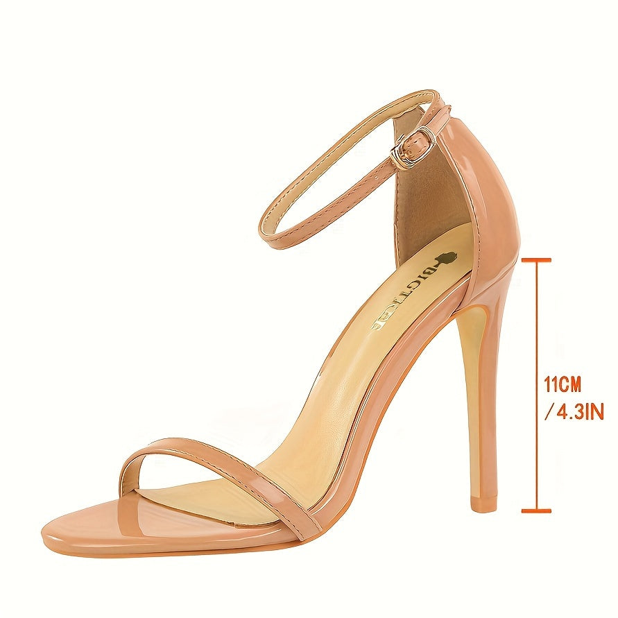 vlovelaw  Women's Solid Color Stiletto Heels, Fashion Open Toe Dress Pumps, Stylish Buckle Strap Heels