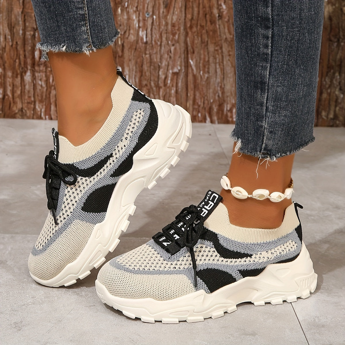 vlovelaw  Women's Breathable Mesh Platform Sneakers, Casual Lace Up Outdoor Shoes, Comfortable Low Top Sport Shoes
