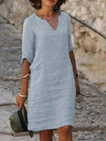 Notched Neck Vacation Dress, Casual Dress For Summer & Spring, Women's Clothing
