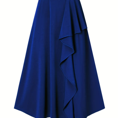 Solid Irregular Trim Skirt, Casual High Waist Skirt For Spring & Summer, Women's Clothing